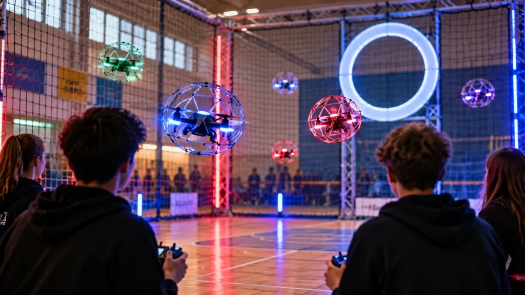 Узагальнена ілюстрація Drone Soccer, створена ШІ