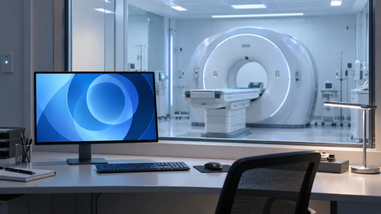 Conceptual empty medical imaging room; not actual FN Plzen equipment or patient scans