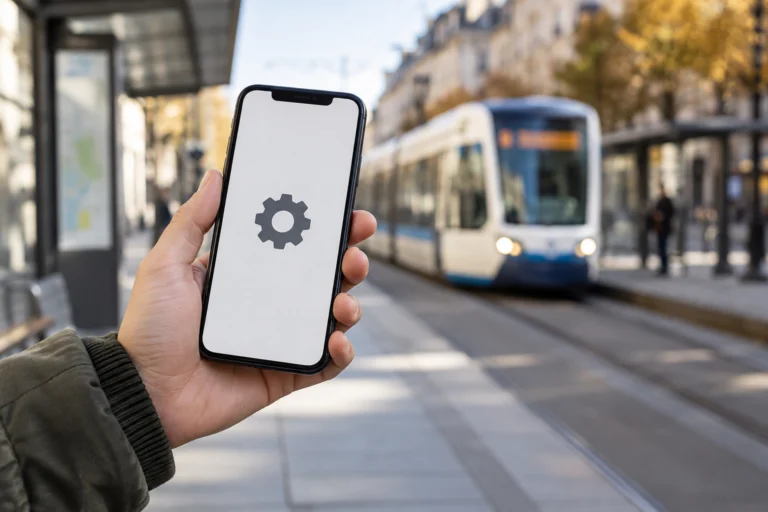 Концептуальна ШІ-ілюстрація смартфона під час обслуговування транспортного застосунку